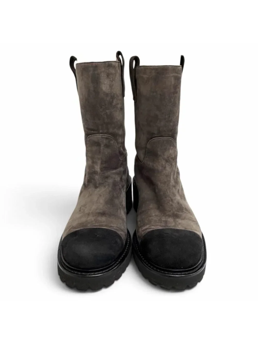 Chanel CC Logo Lining Quilted Suede Leather Ankle Boots Short Dark Brown